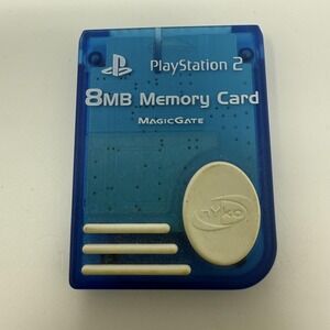 Nyko 8MB Memory Card MagicGate For Sony PlayStation 2 PS2 Blue Console Accessory
